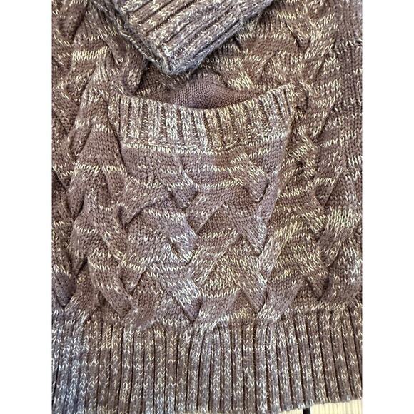 Land's‎ End Marbled Brown Cable Knit Cardigan Shawl Collar Cotton Small (6-8) - Picture 2 of 7